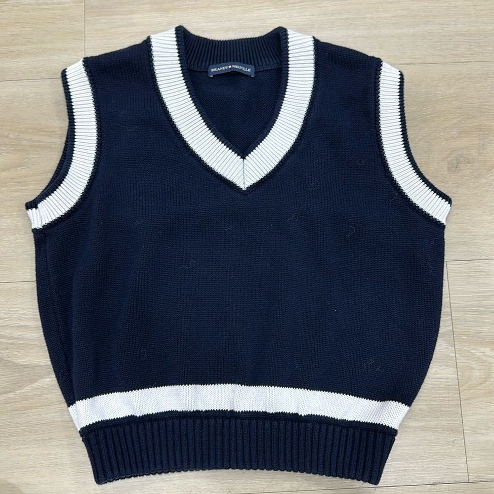 Brandy Melville White and Navy Vest